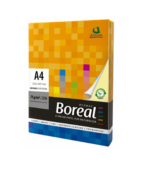 Resma Boreal A4 Amarillo 75 grs